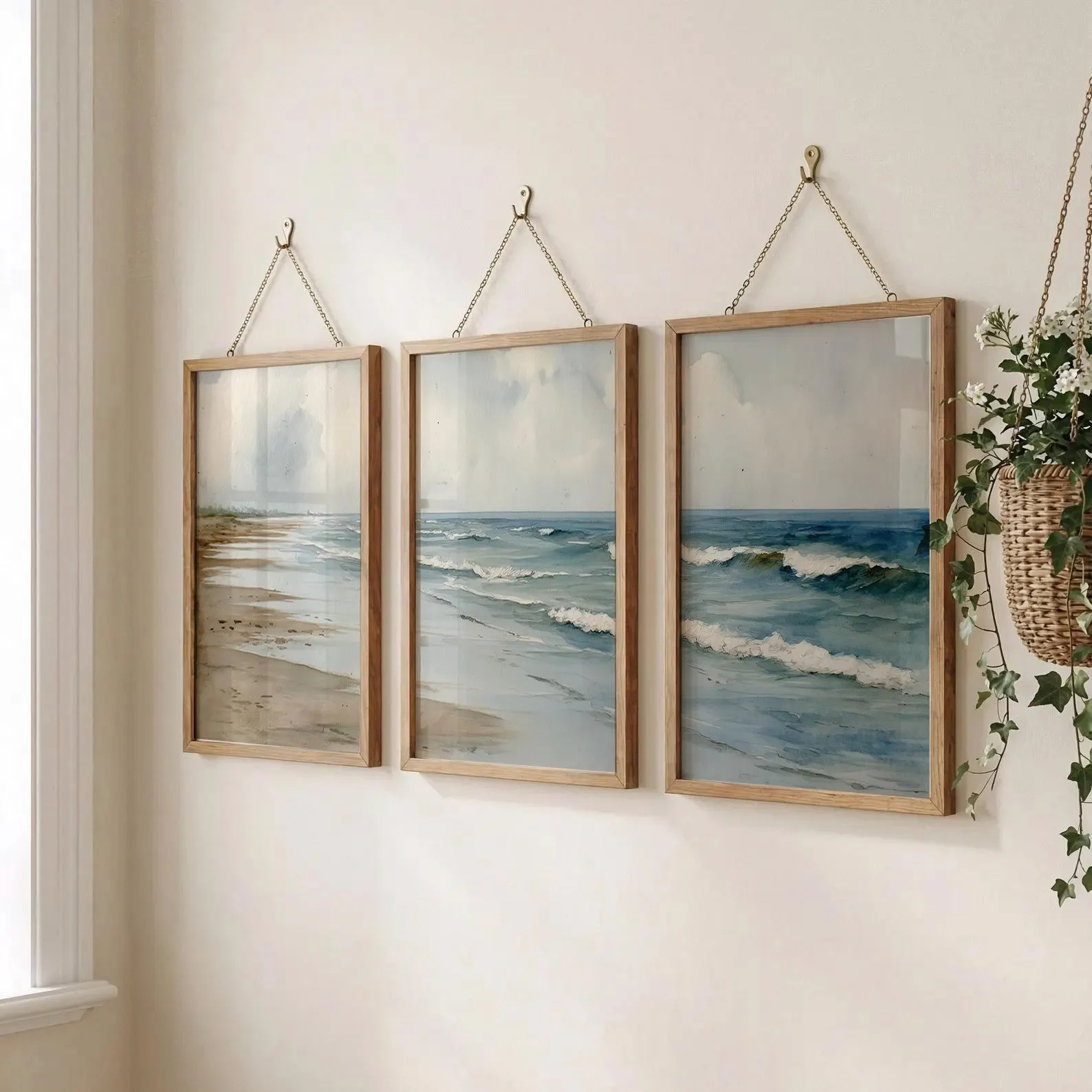 Home Fragrance Ocean Breeze - Watercolor Neutral Beach Canvas Wall Art