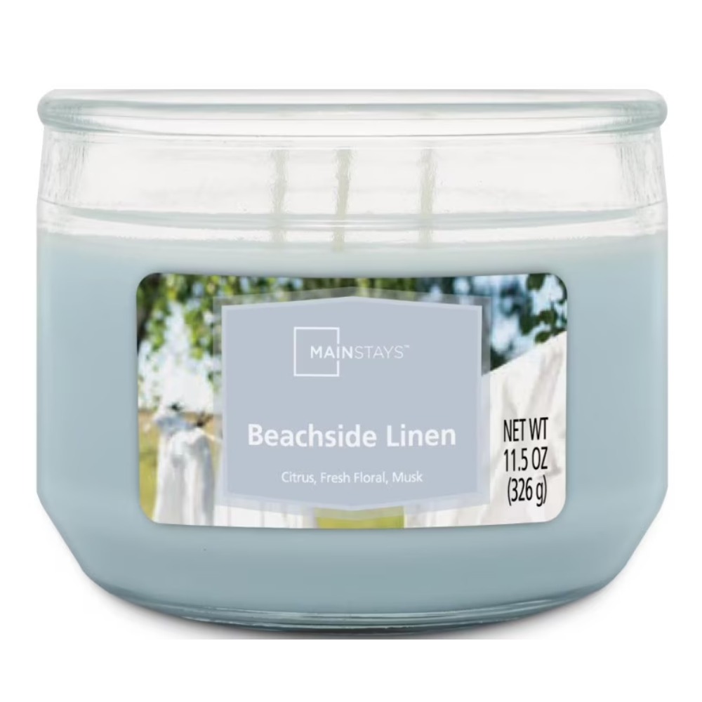 Home Fragrance Ocean Breeze - Large Blue 3-Wick Glass Jar Candle